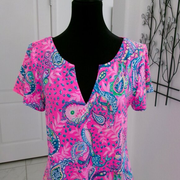 New Lilly Pulitzer Sophieletta UPF 50 Short Sleeve Sheath Dress L NWOT Pink - Picture 2 of 14